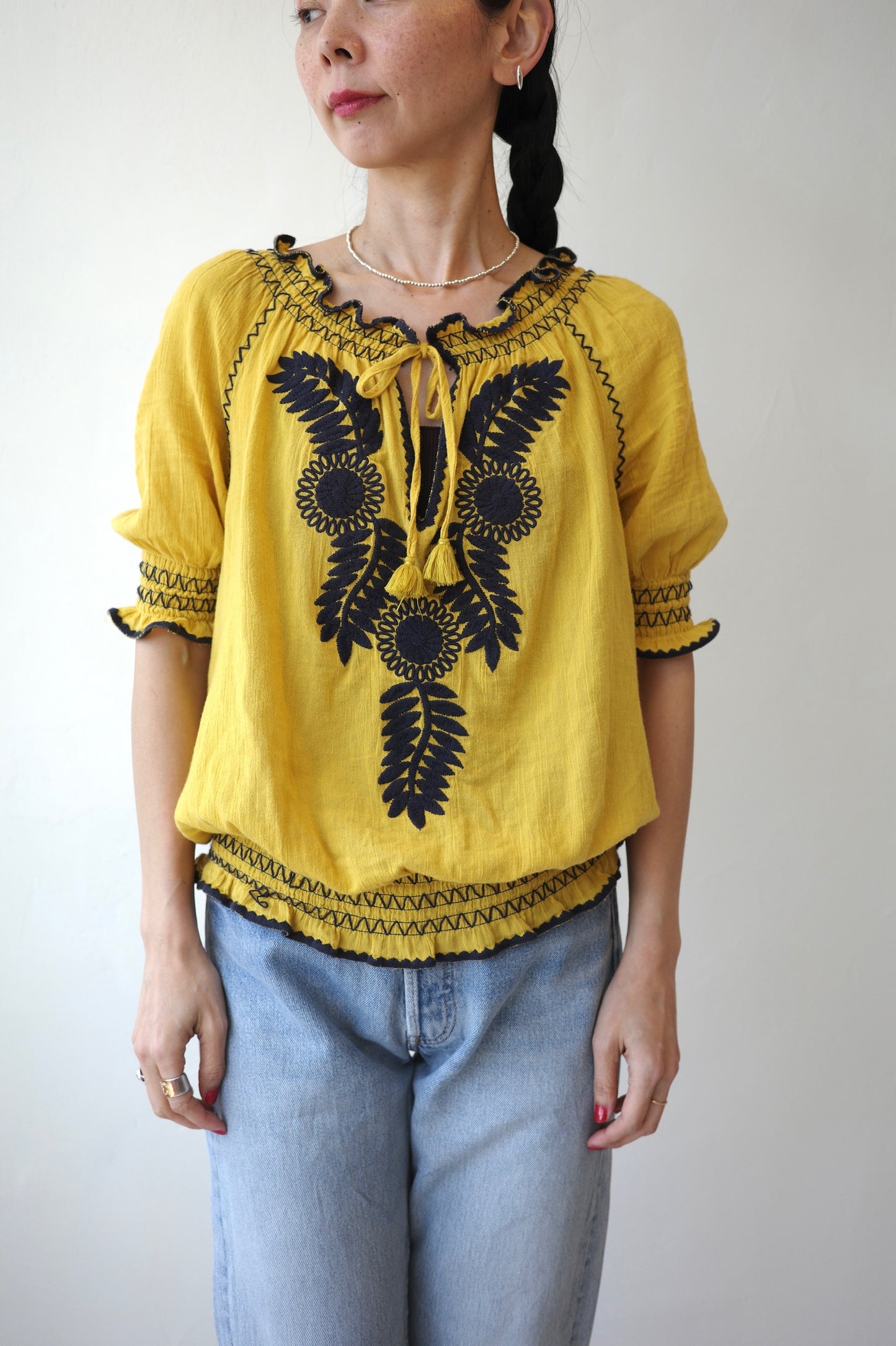 TORY BURCH Embroidered Tassel Blouse