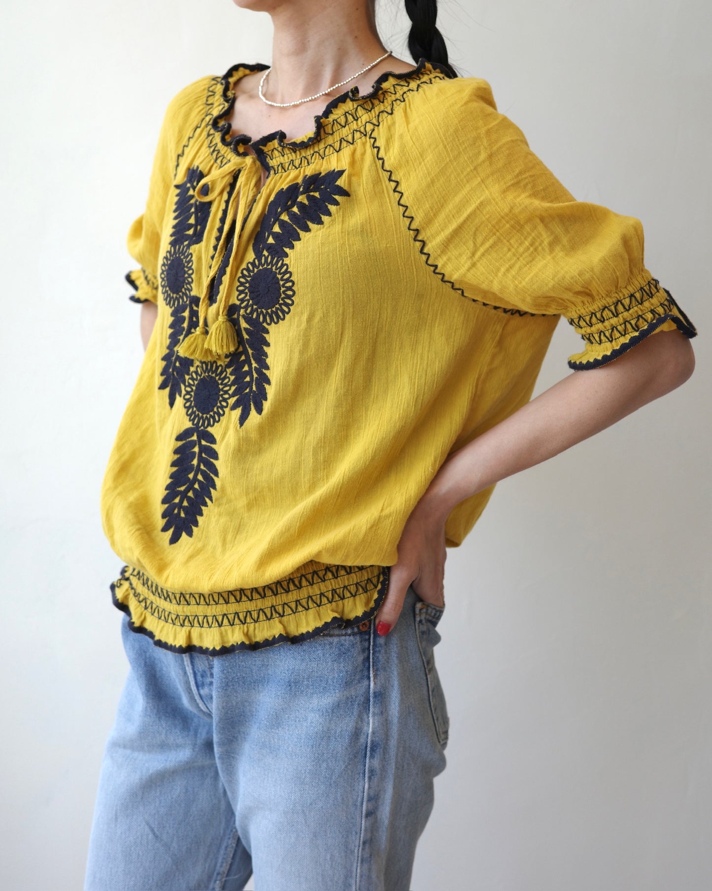 TORY BURCH Embroidered Tassel Blouse