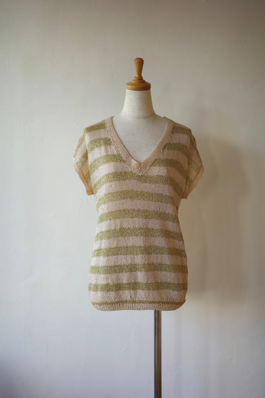 Lame Striped  Knit Top