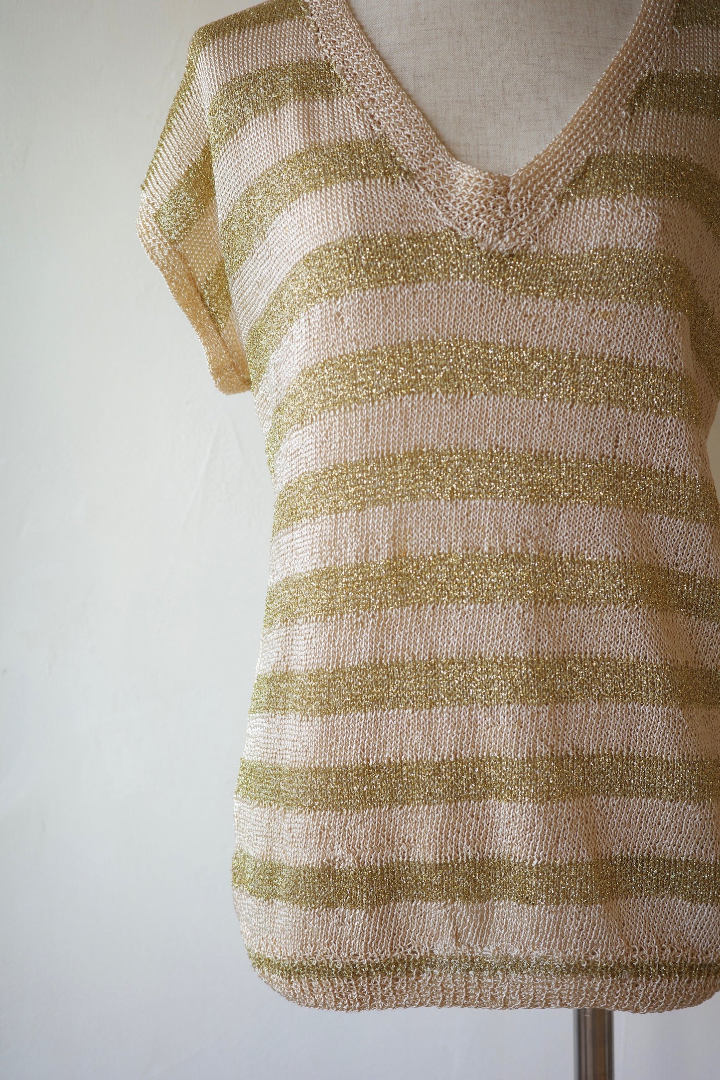 Lame Striped  Knit Top