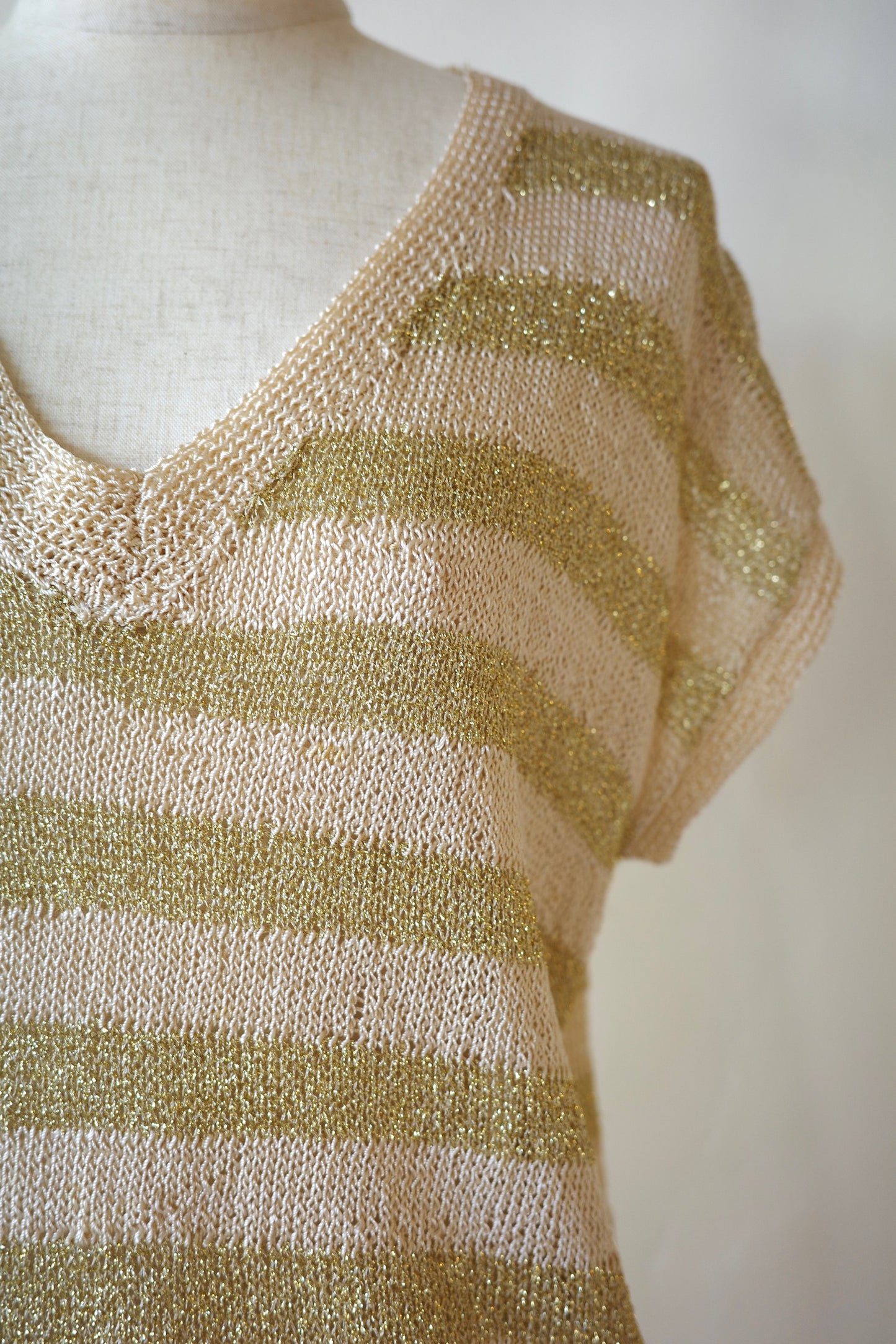 Lame Striped  Knit Top