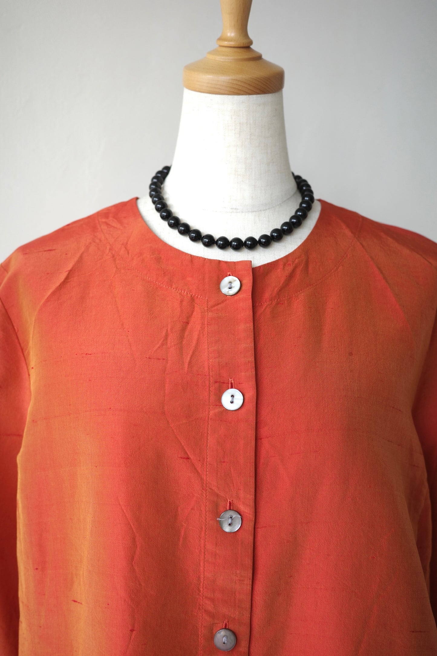 Silk collarless shirt