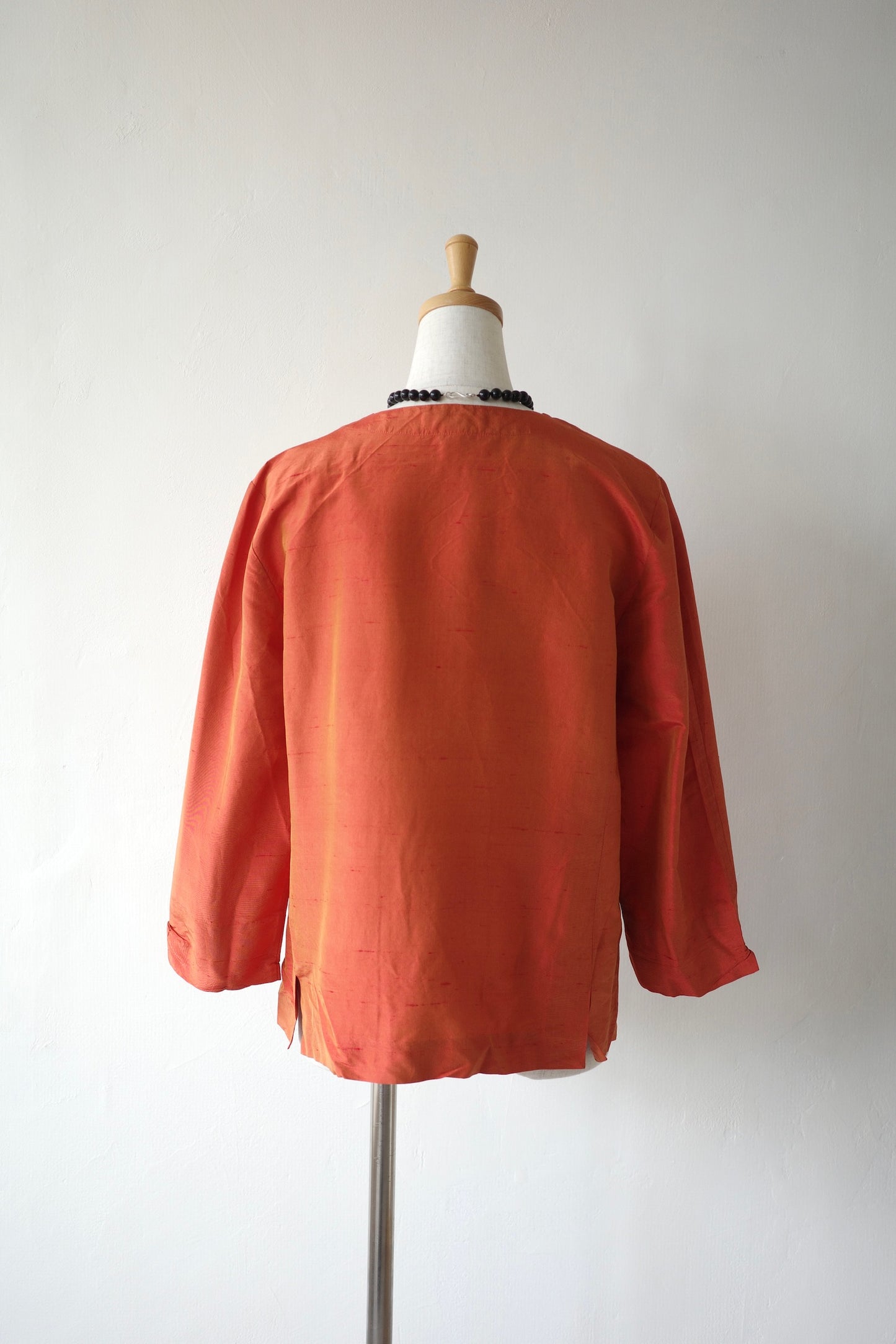 Silk collarless shirt