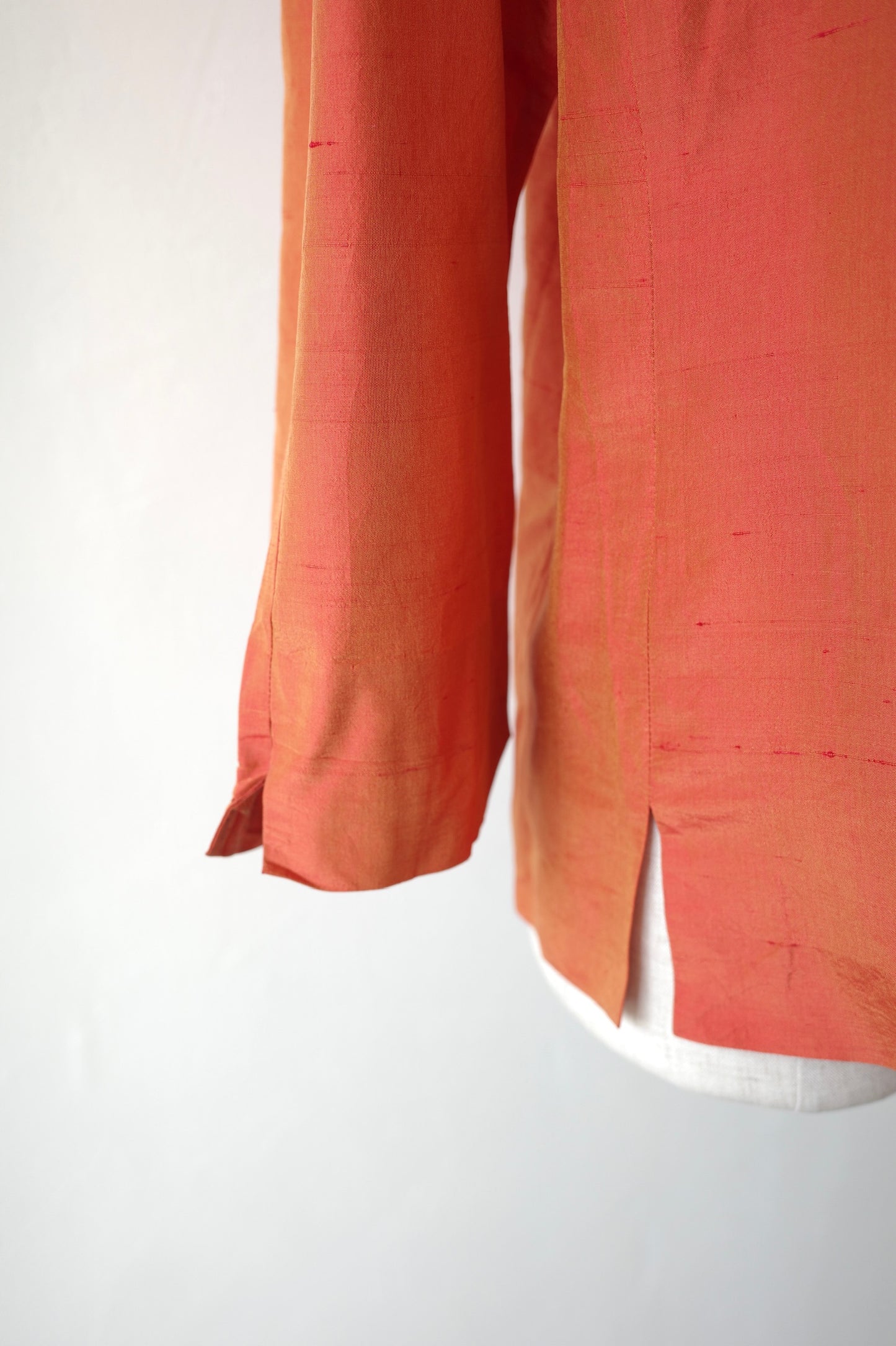Silk collarless shirt