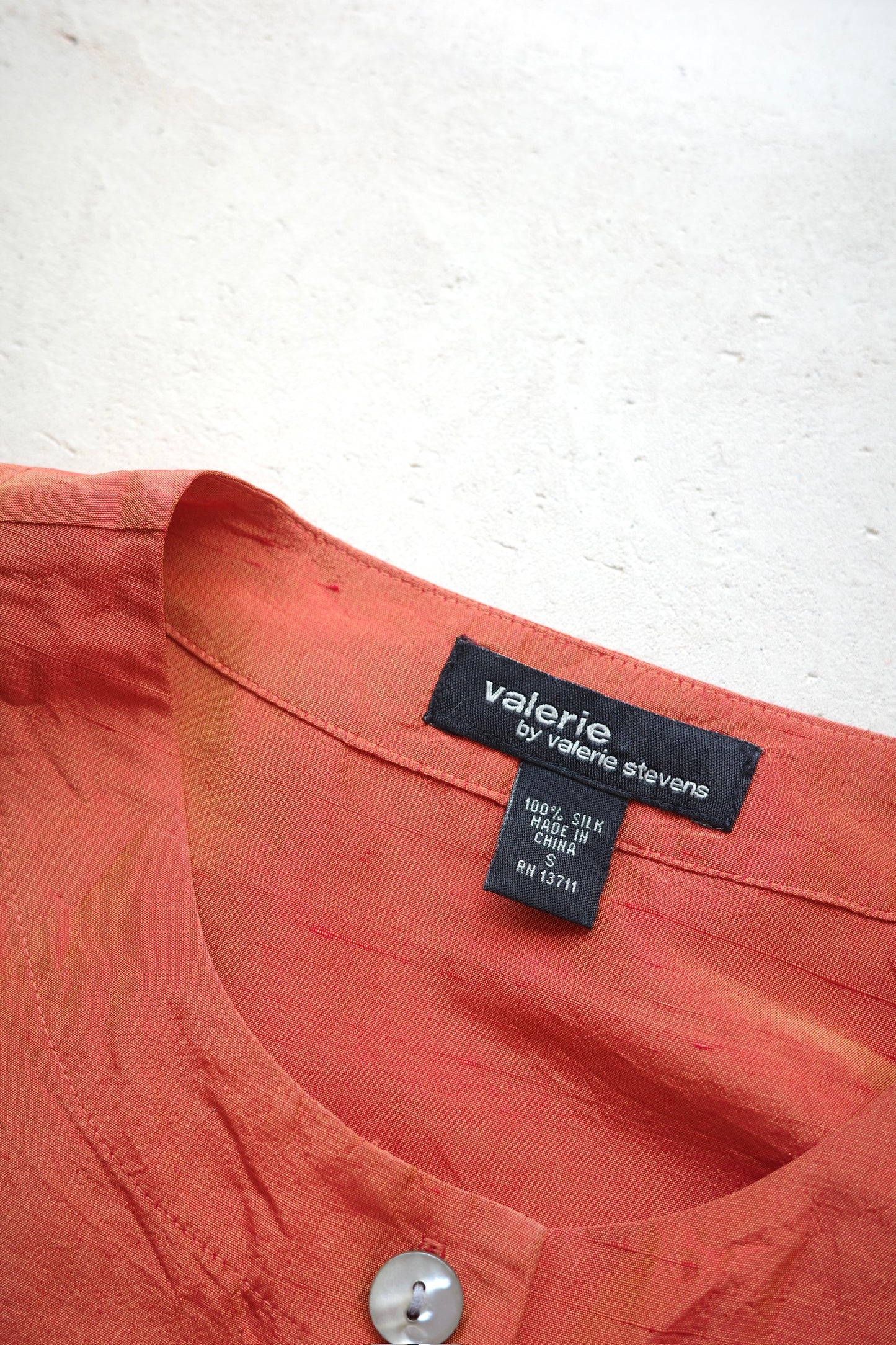 Silk collarless shirt