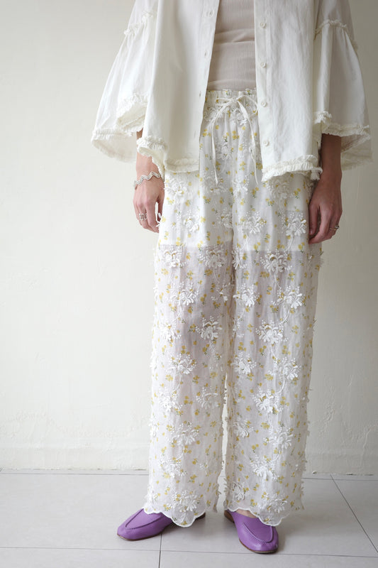 【crinkle crinkle crinkle】sheer flower easy pants