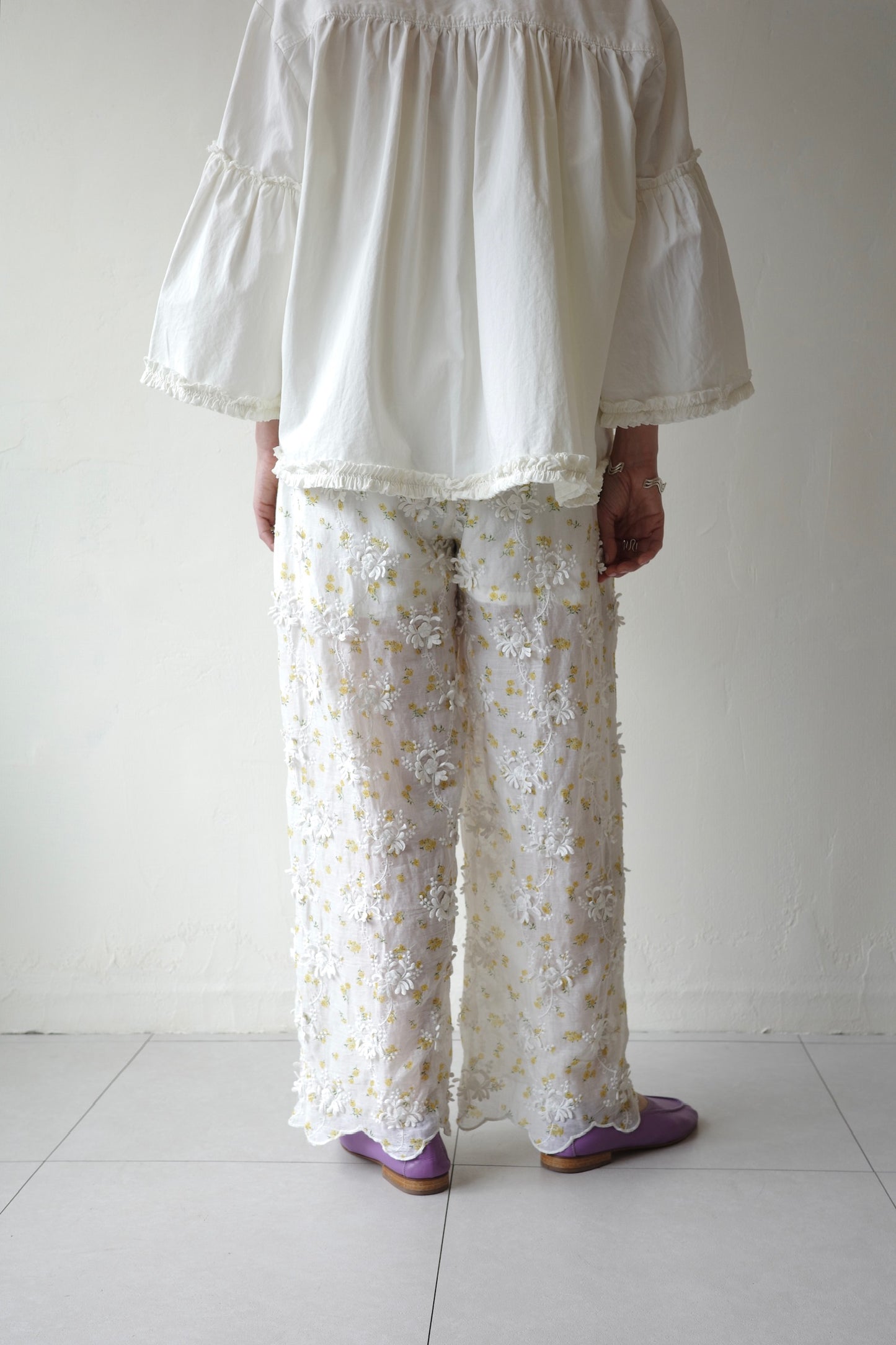 【crinkle crinkle crinkle】sheer flower easy pants