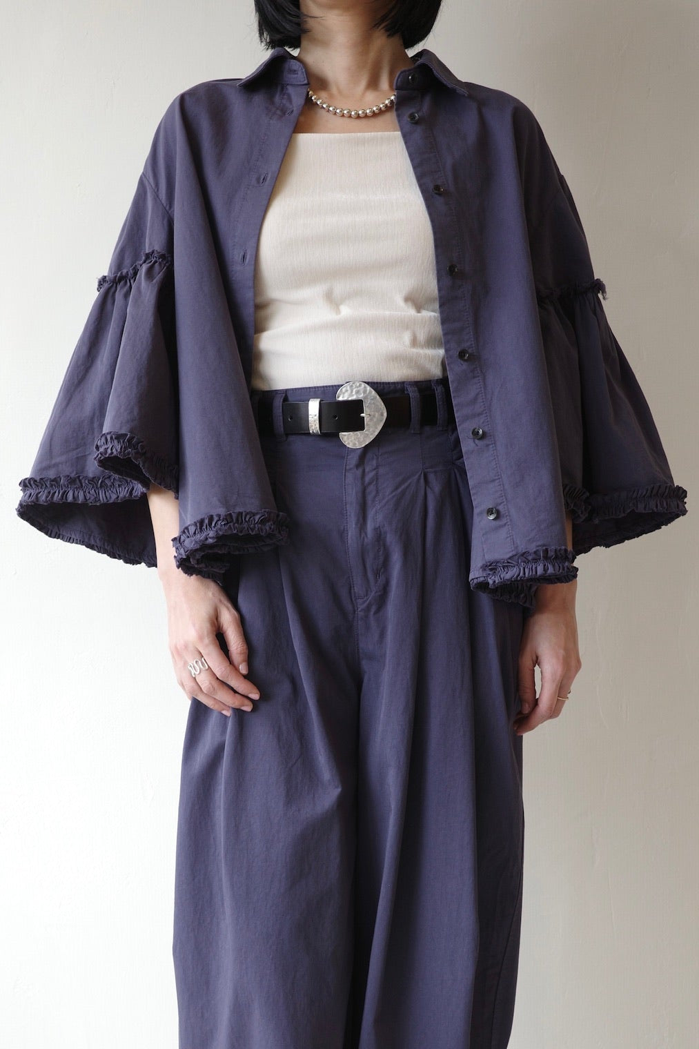 【crinkle crinkle crinkle】garment dye frill shirts