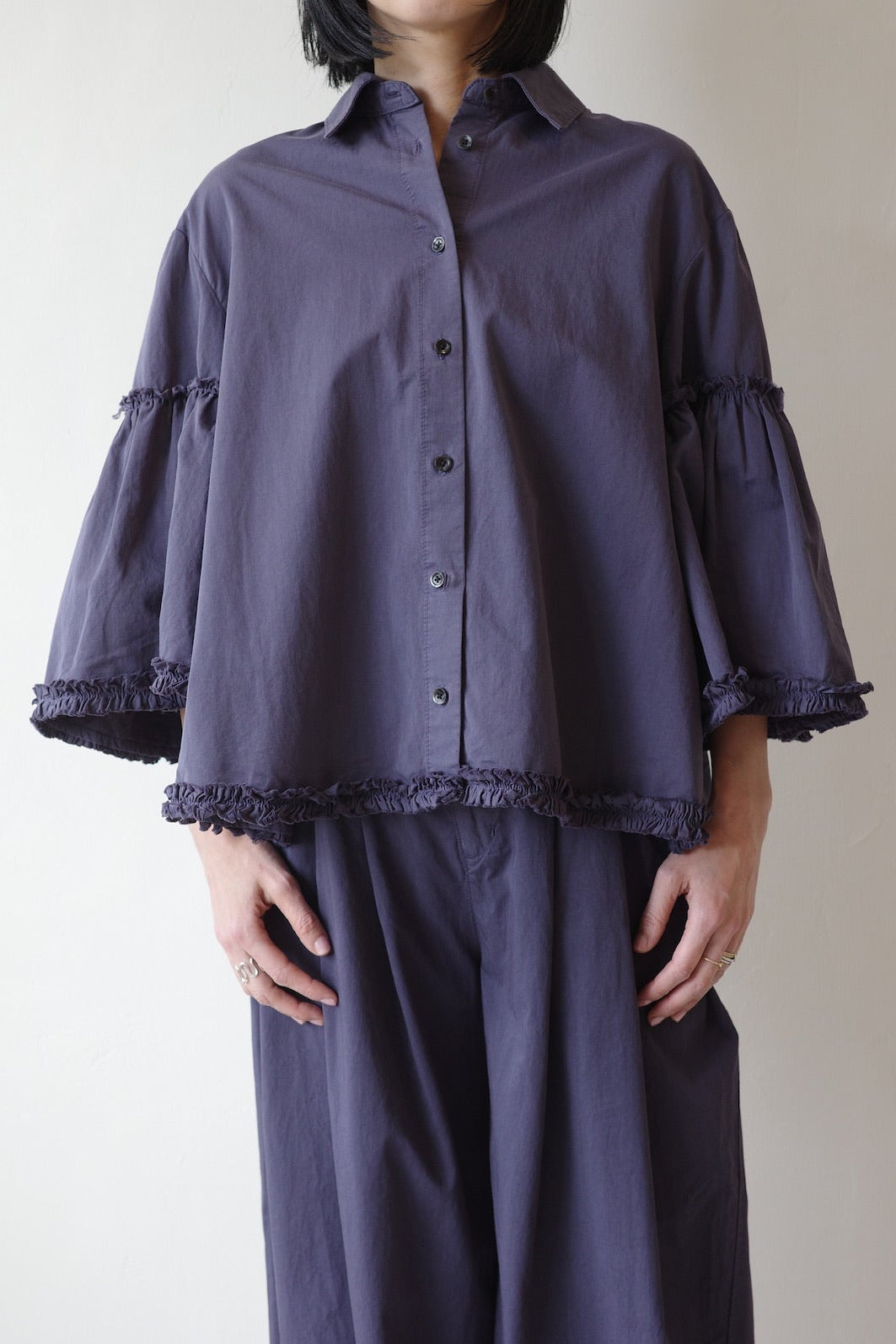 【crinkle crinkle crinkle】garment dye frill shirts