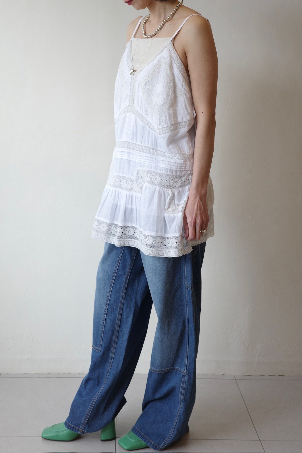 【crinkle crinkle crinkle】hand tuck lace camisole