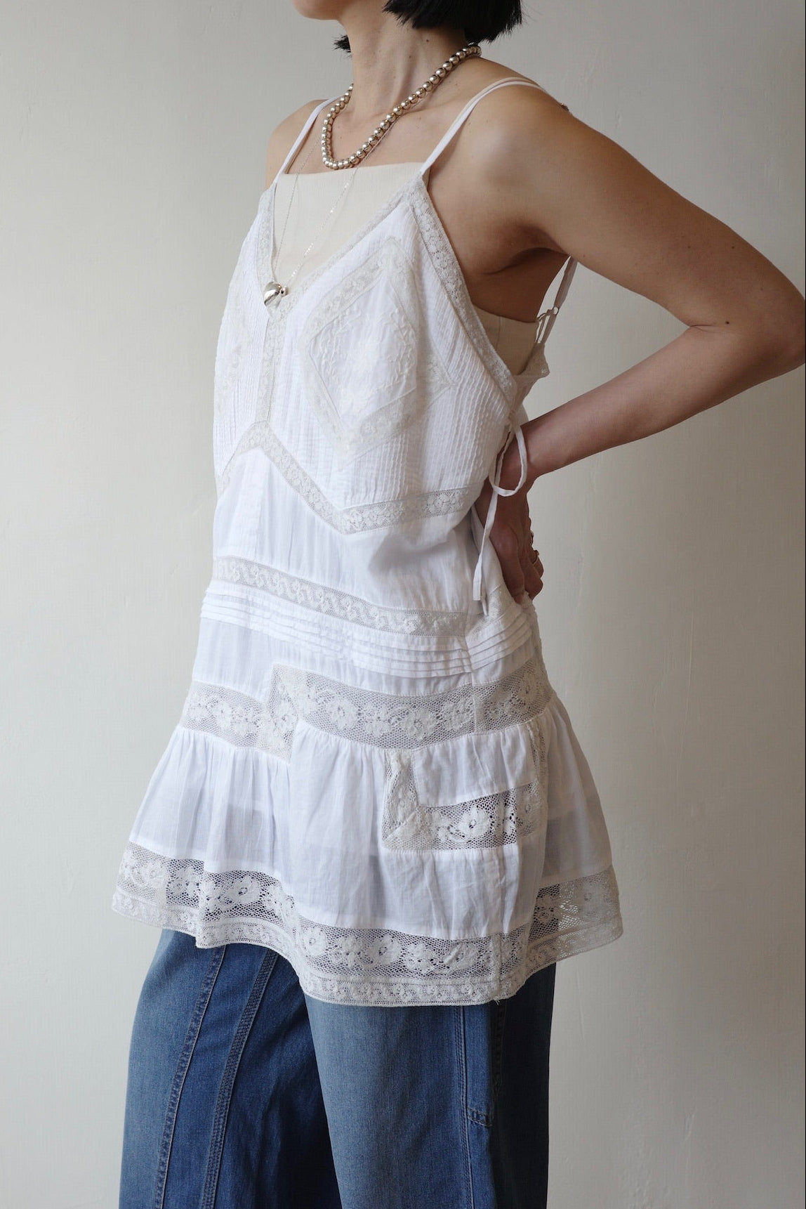 【crinkle crinkle crinkle】hand tuck lace camisole