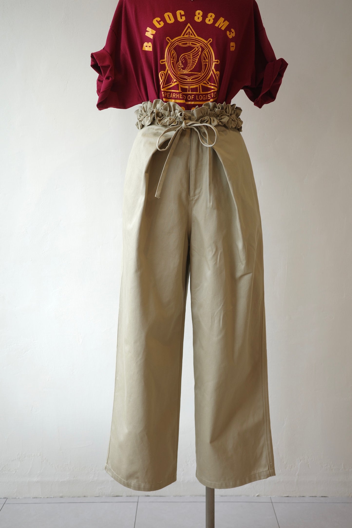【crinkle crinkle crinkle】frill belt chino pants