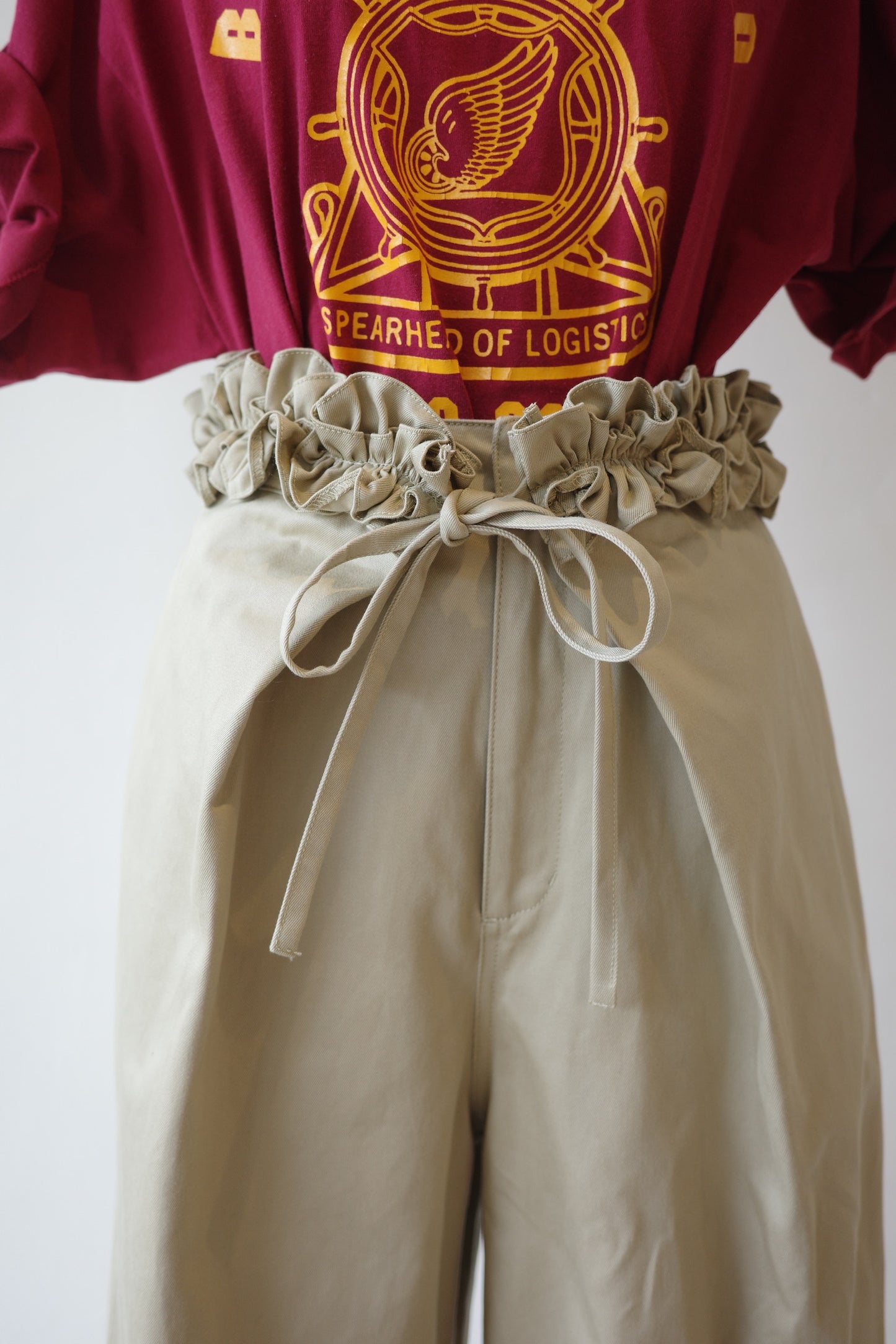 【crinkle crinkle crinkle】frill belt chino pants