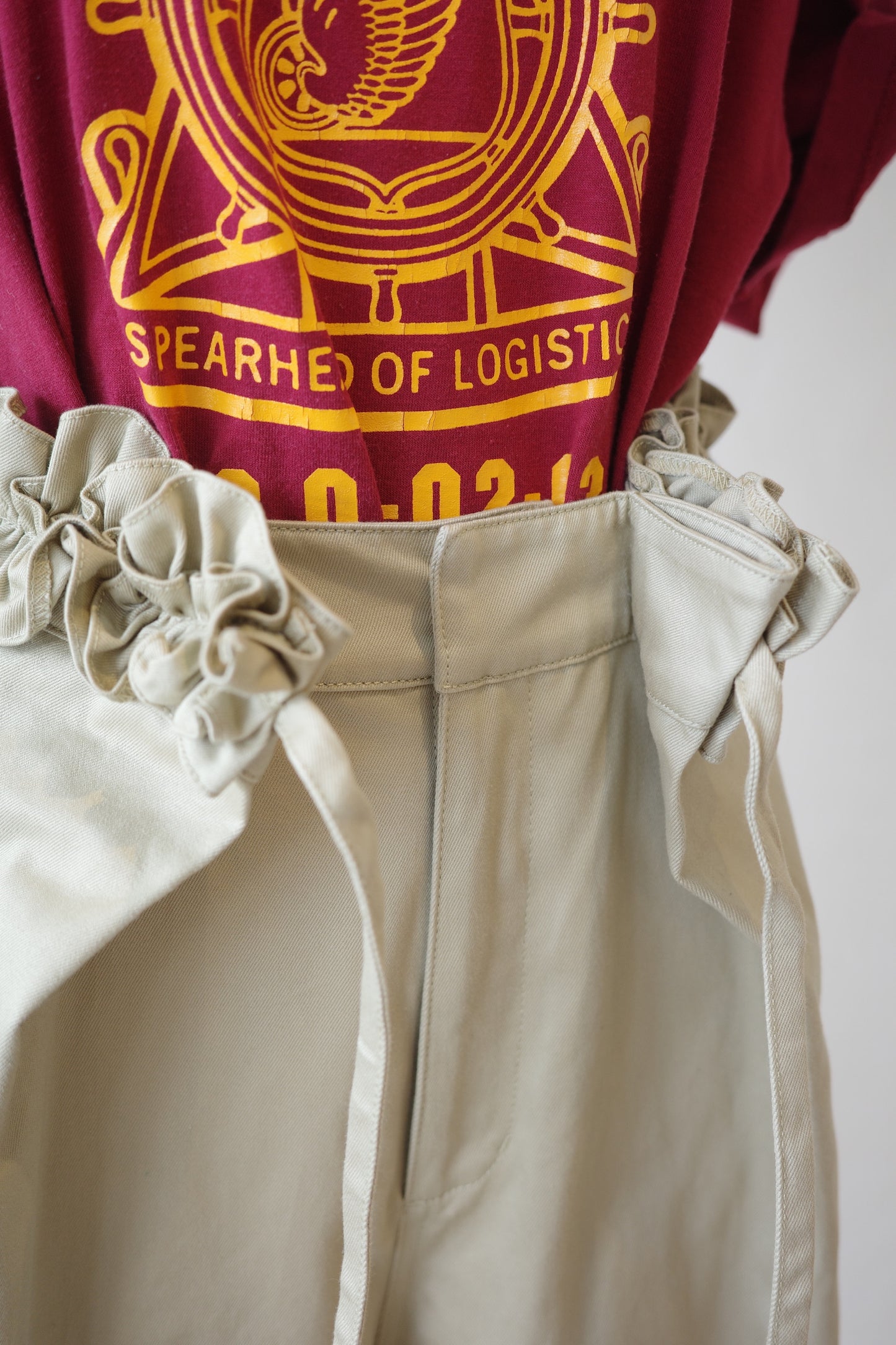 【crinkle crinkle crinkle】frill belt chino pants