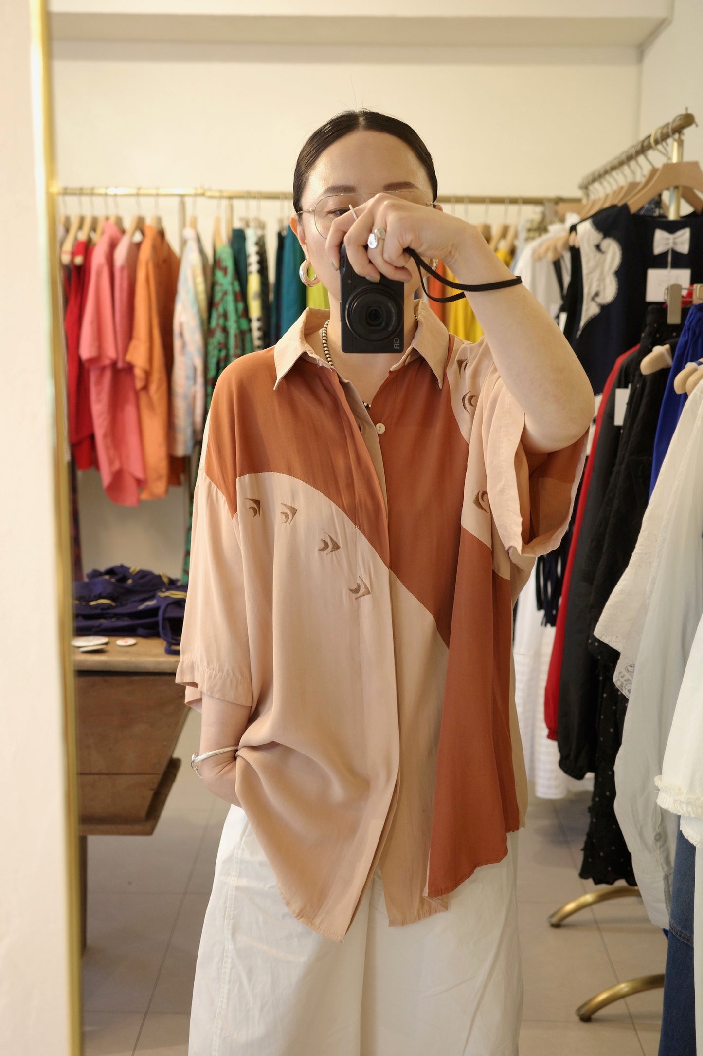 Tone-on-Tone Embroidered Rayon Shirt