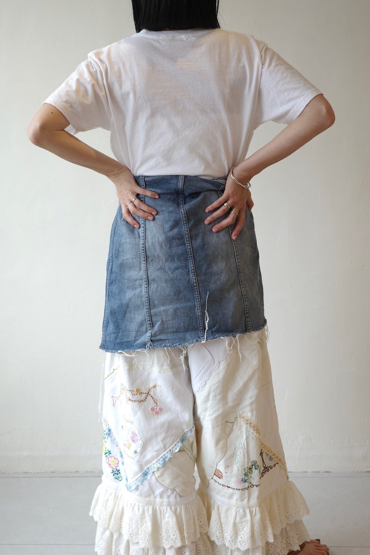 Remake Denim Layered Wrap Skirt