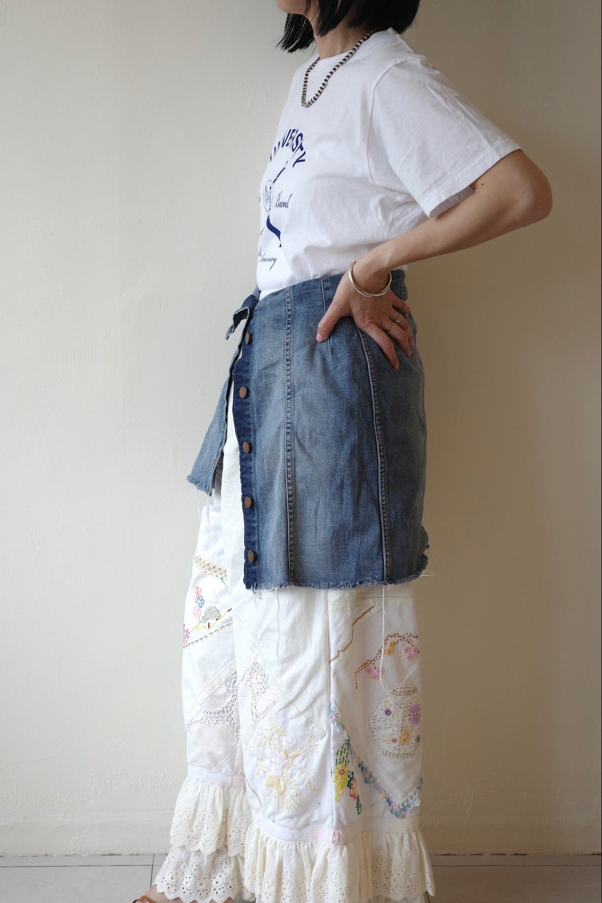 Remake Denim Layered Wrap Skirt