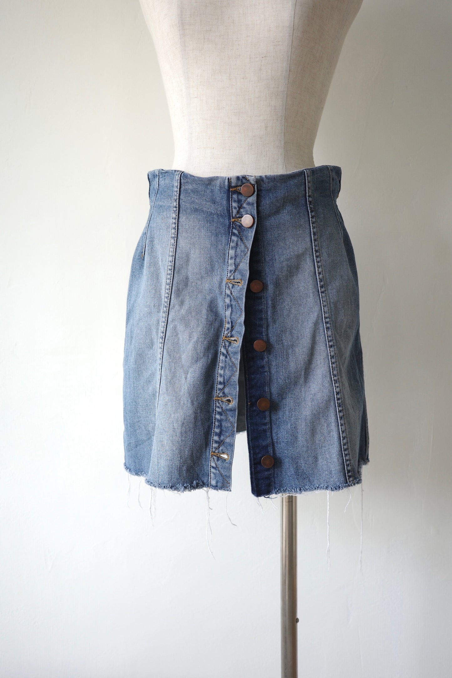 Remake Denim Layered Wrap Skirt