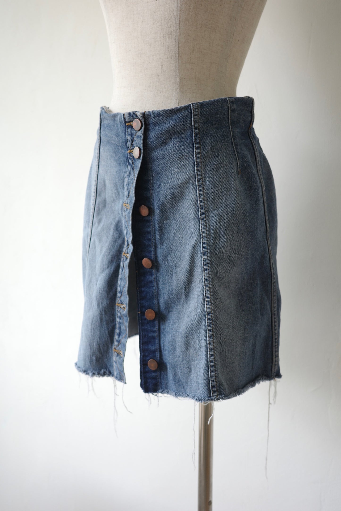Remake Denim Layered Wrap Skirt