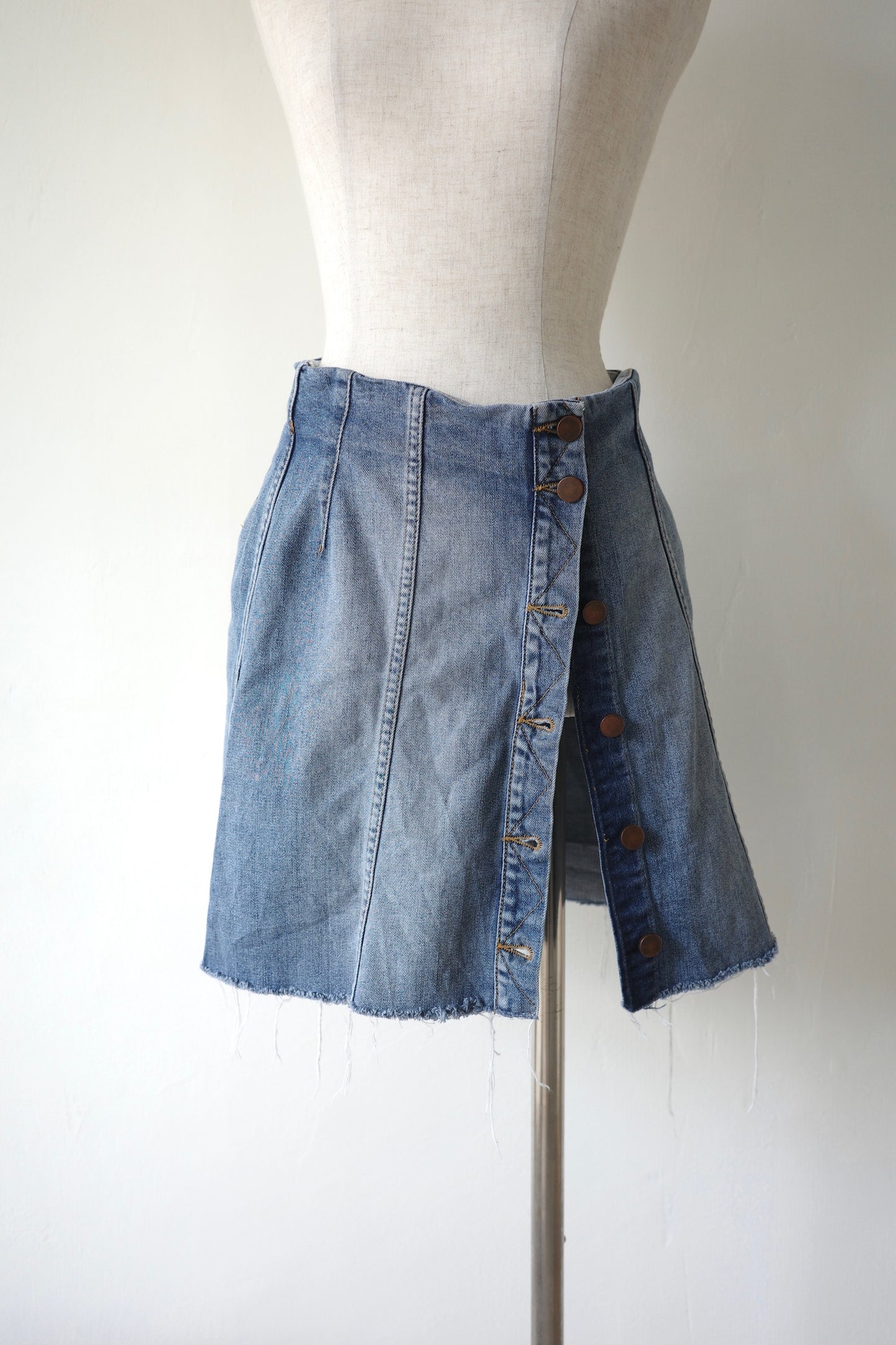 Remake Denim Layered Wrap Skirt