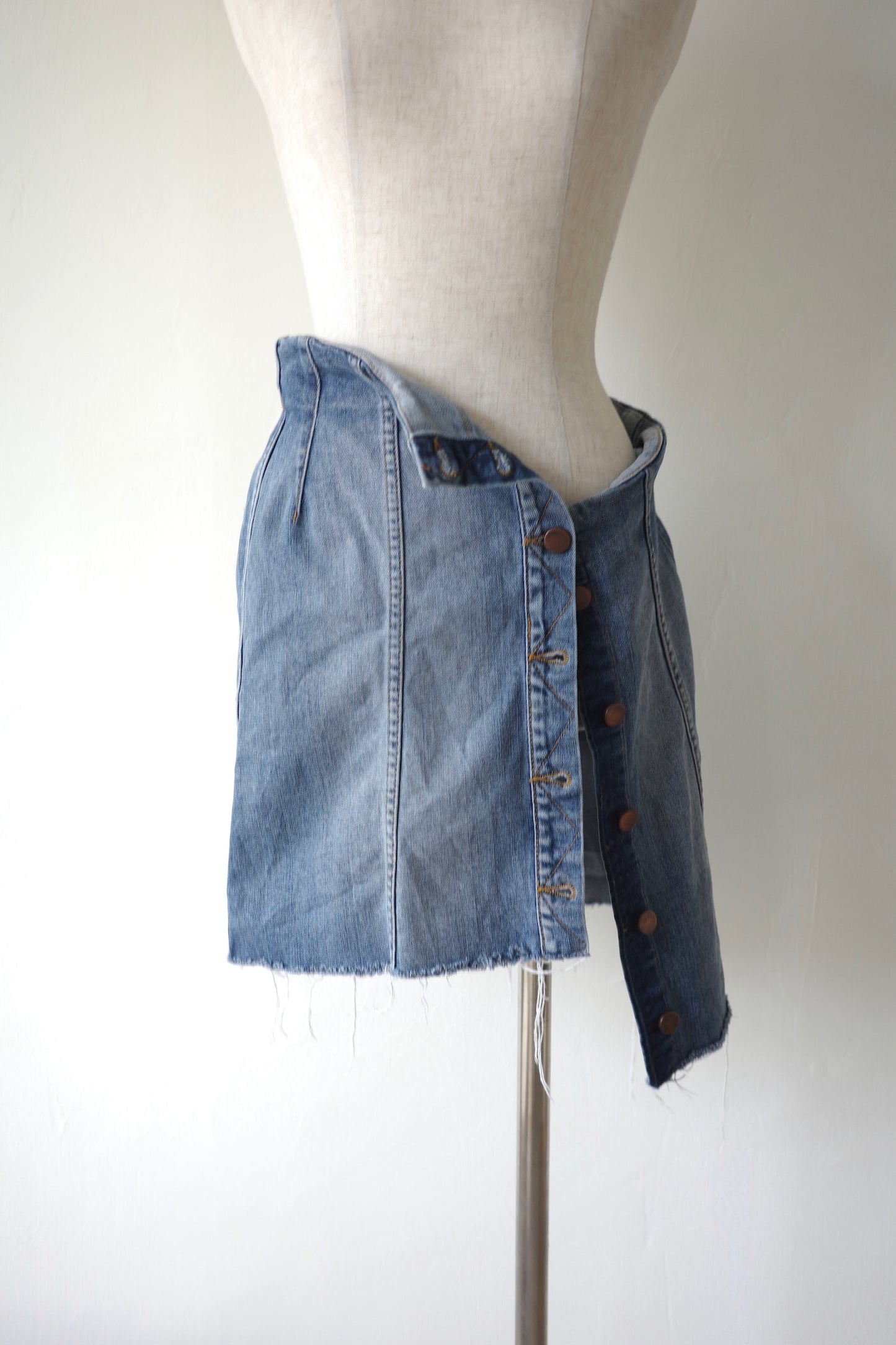 Remake Denim Layered Wrap Skirt