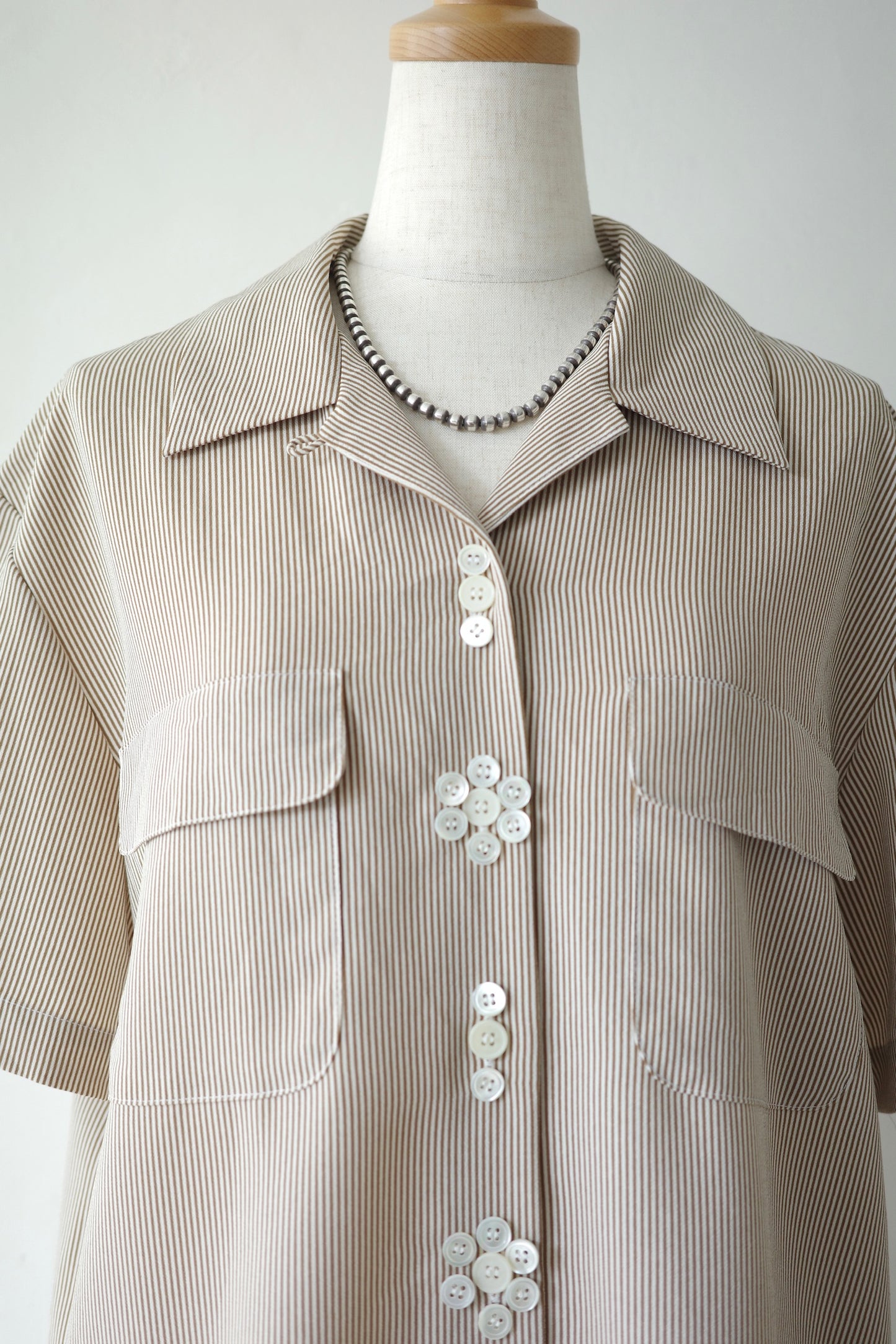 Button Flower Stripe Shirt