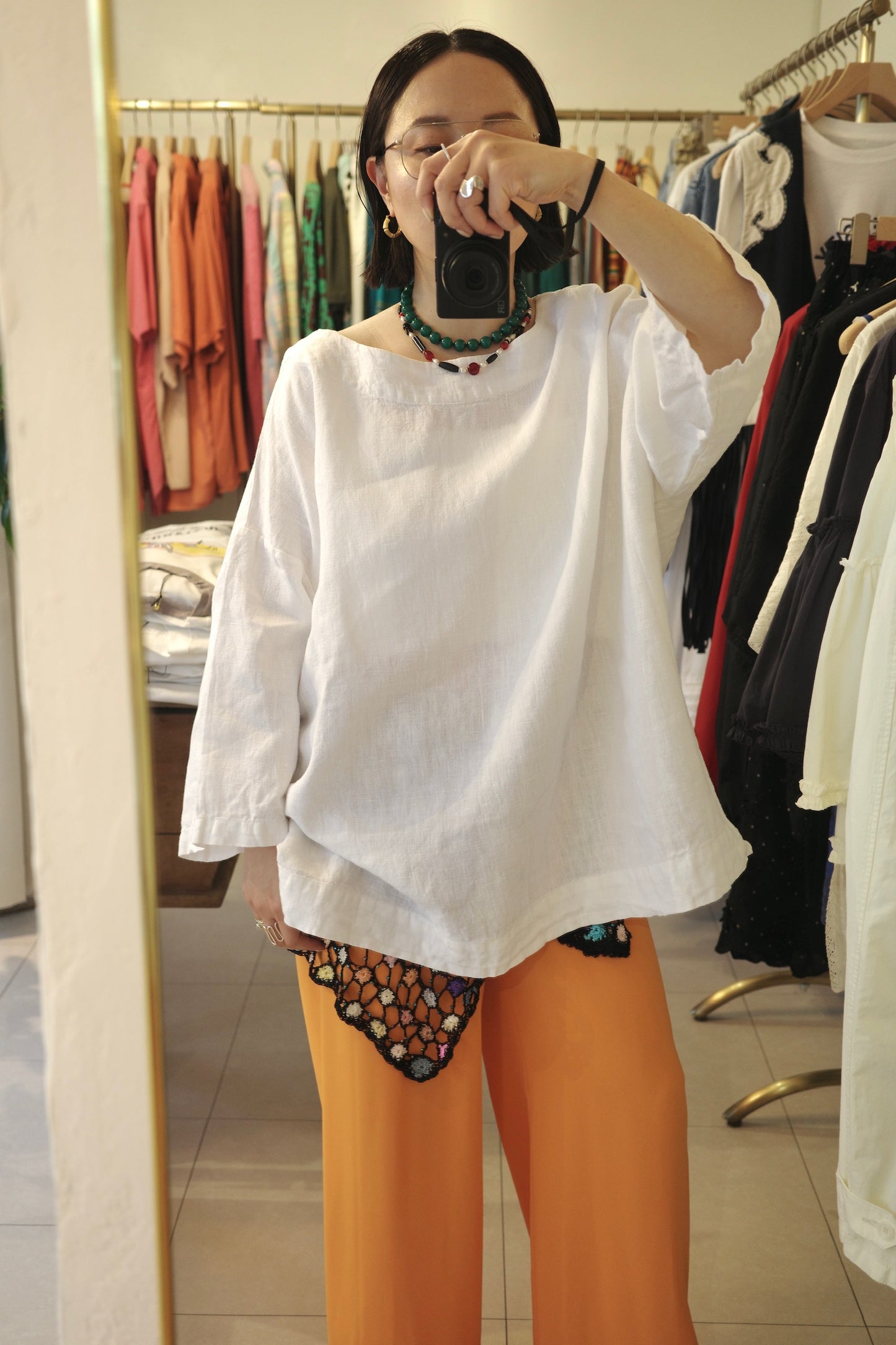 Oversized White Linen Pullover