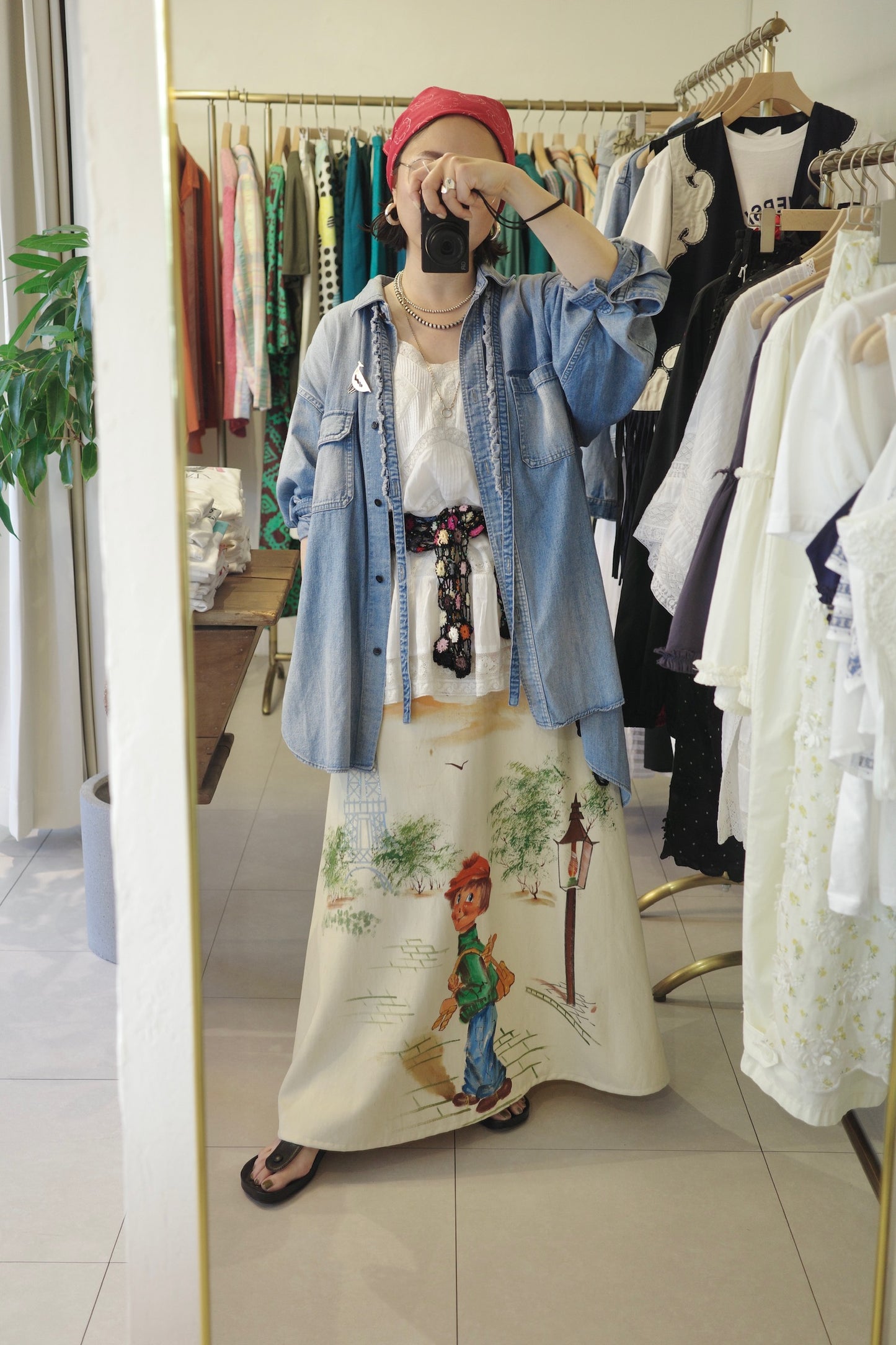 70s–80s USA Hand Painted Cotton Skirt