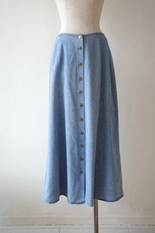 Light Denim Button Skirt