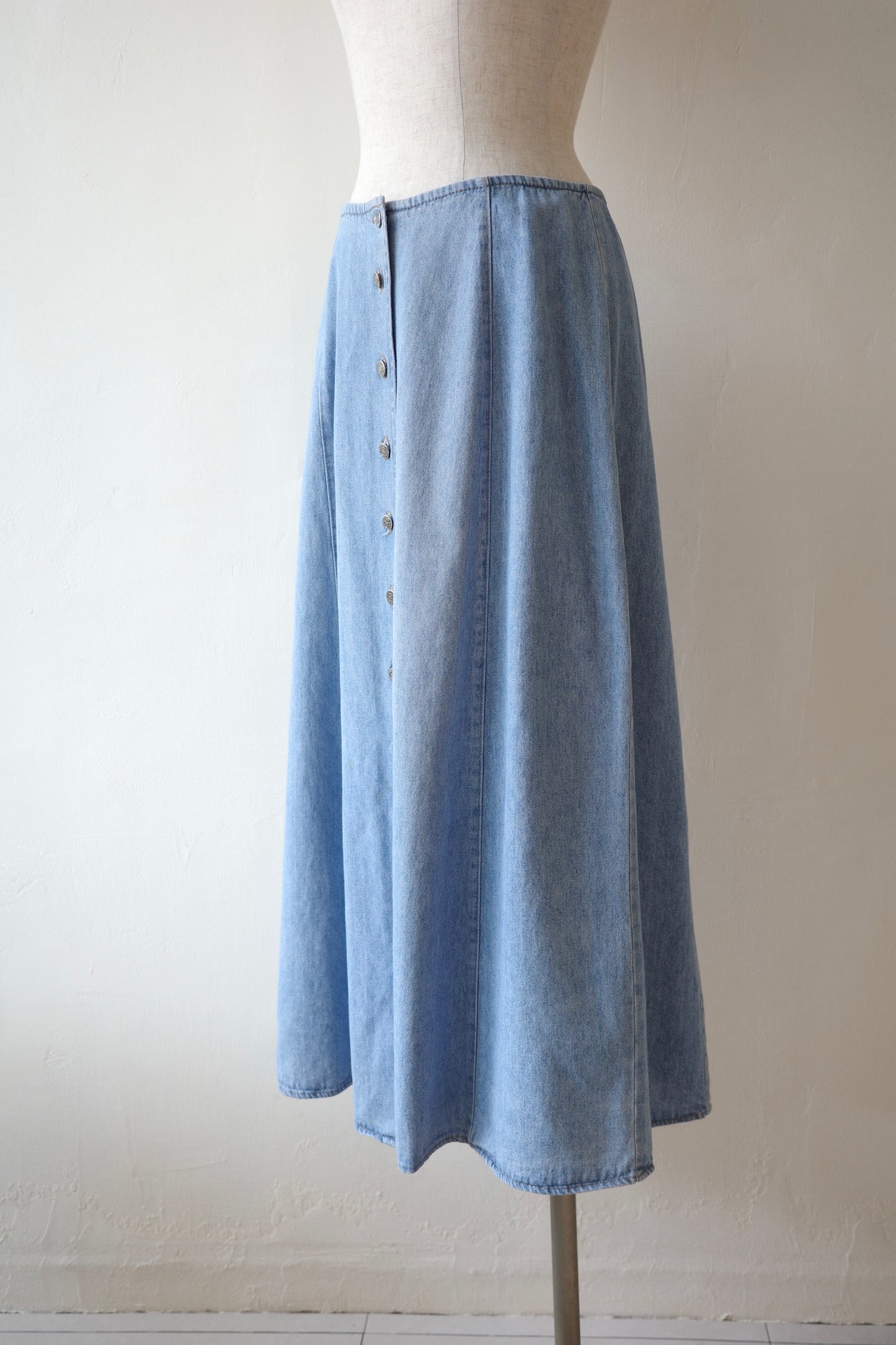 Light Denim Button Skirt