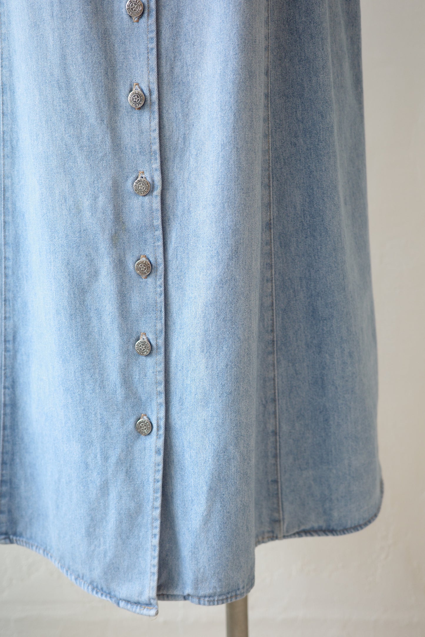 Light Denim Button Skirt