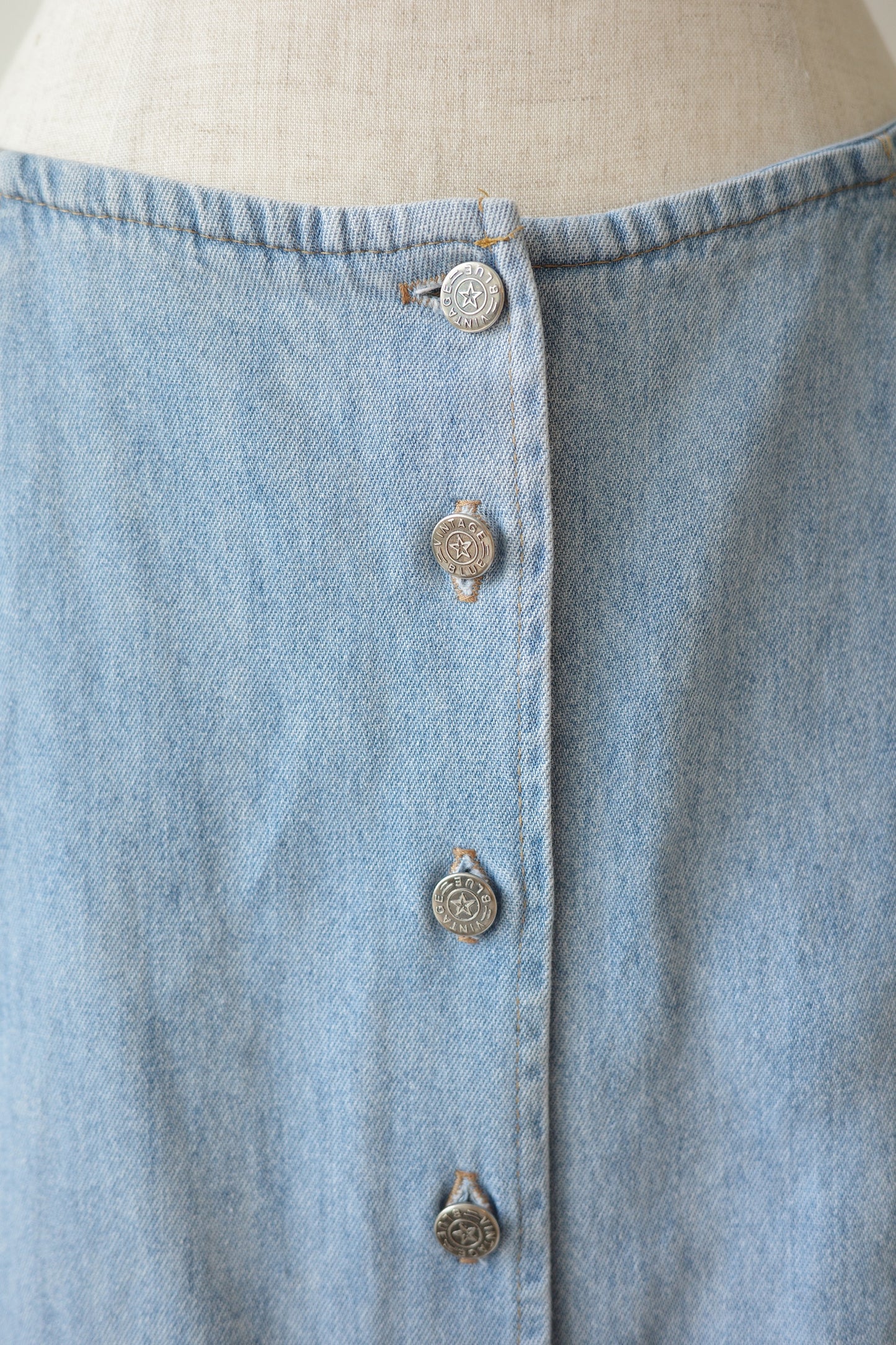 Light Denim Button Skirt