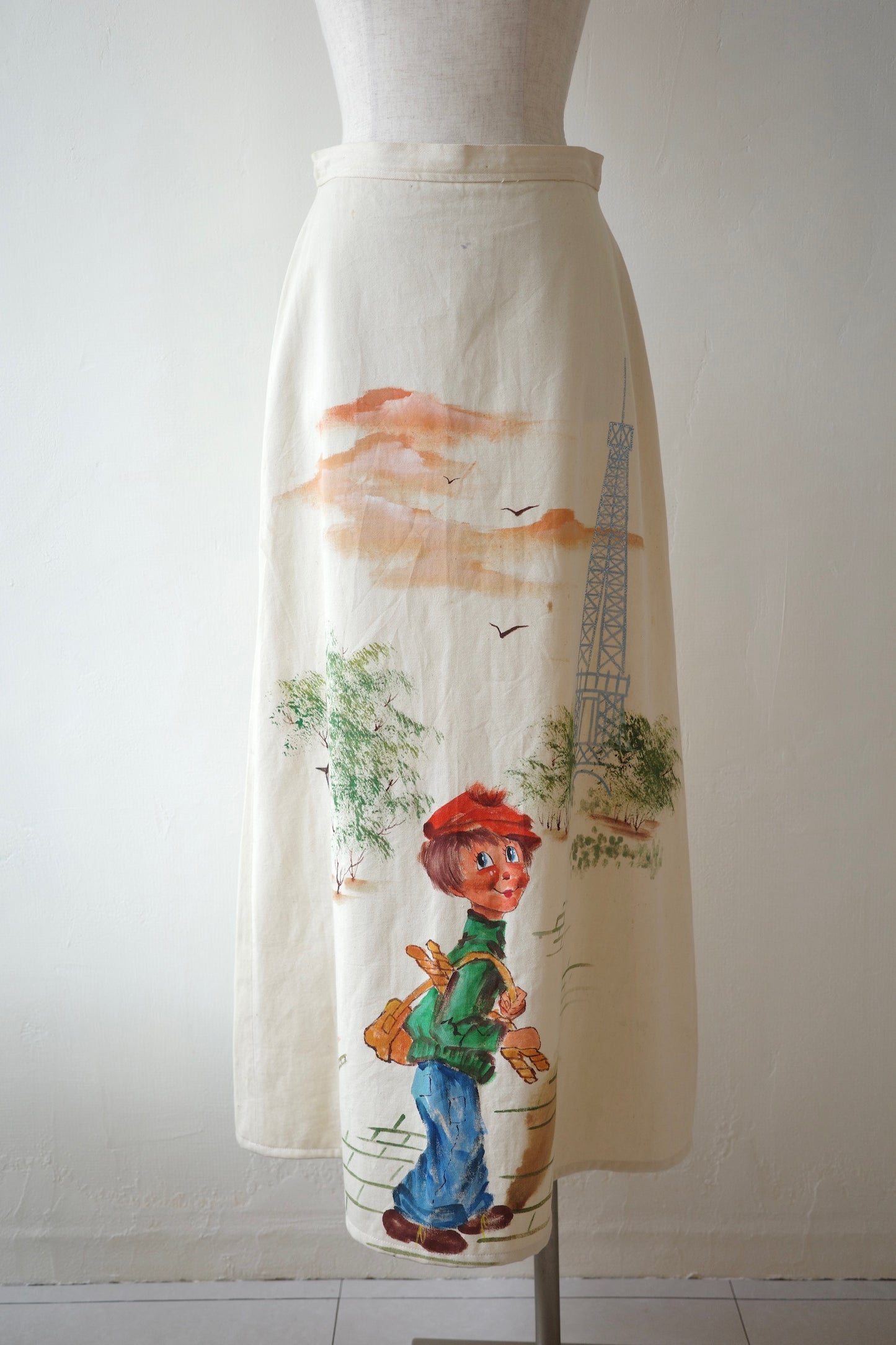 70s–80s USA Hand Painted Cotton Skirt