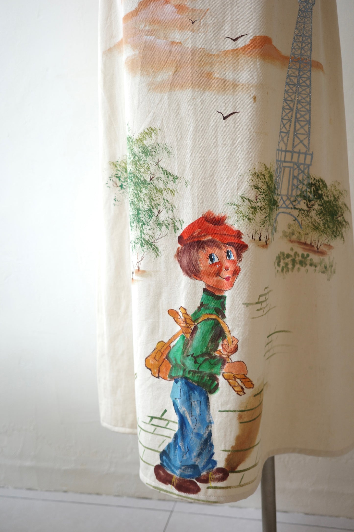 70s–80s USA Hand Painted Cotton Skirt