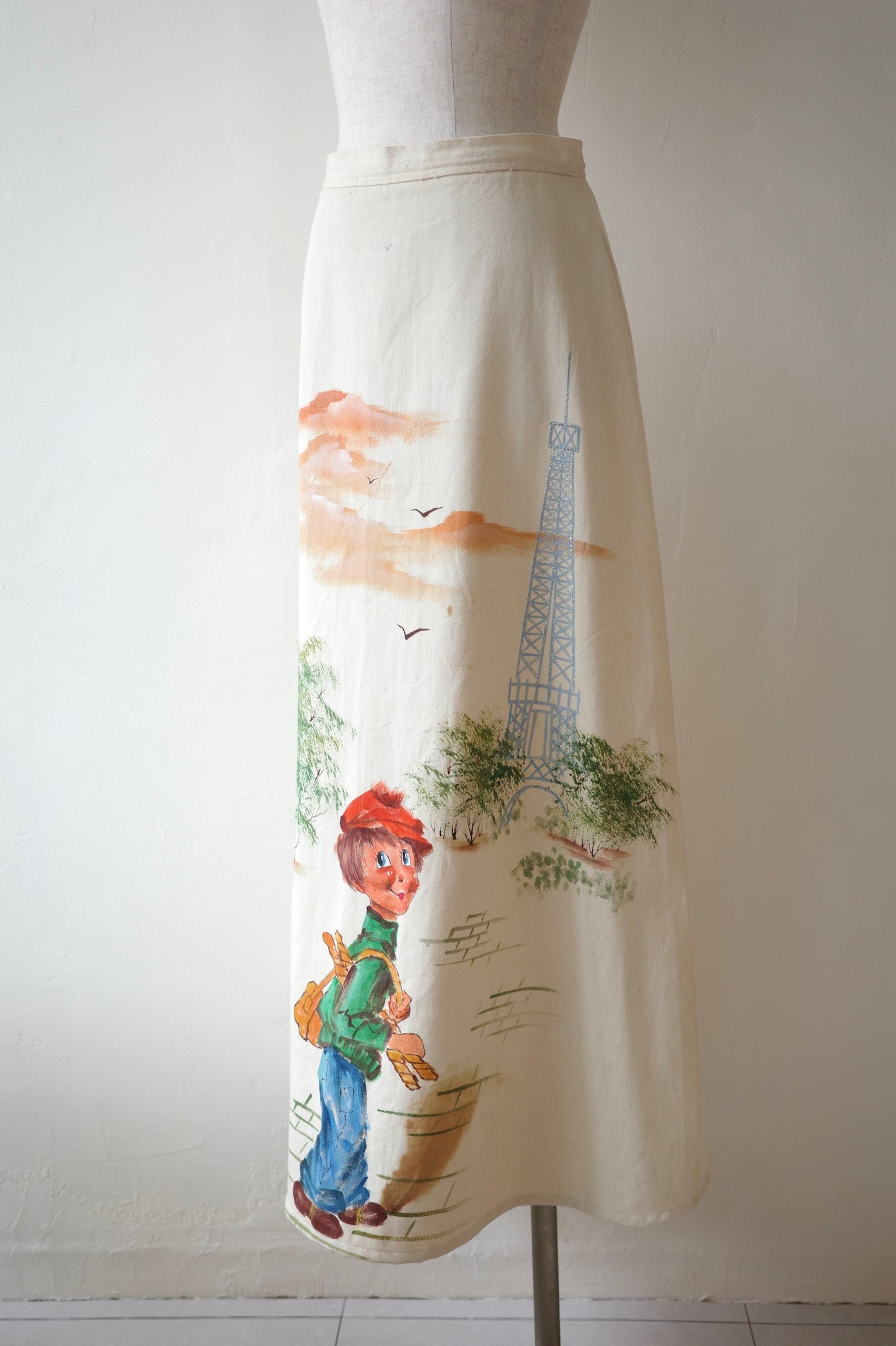 70s–80s USA Hand Painted Cotton Skirt