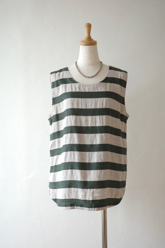 French Linen Blend Border Top