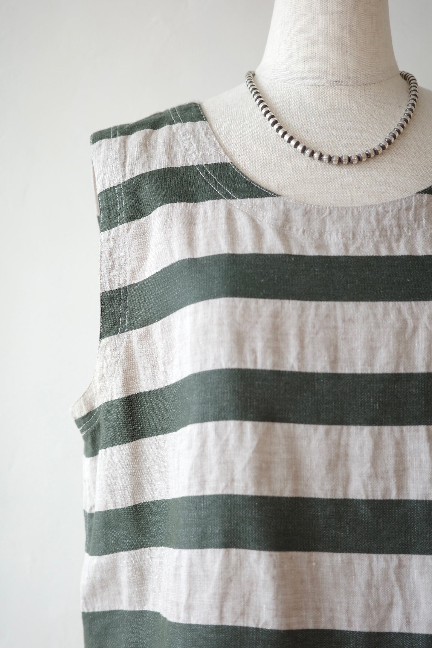 French Linen Blend Border Top
