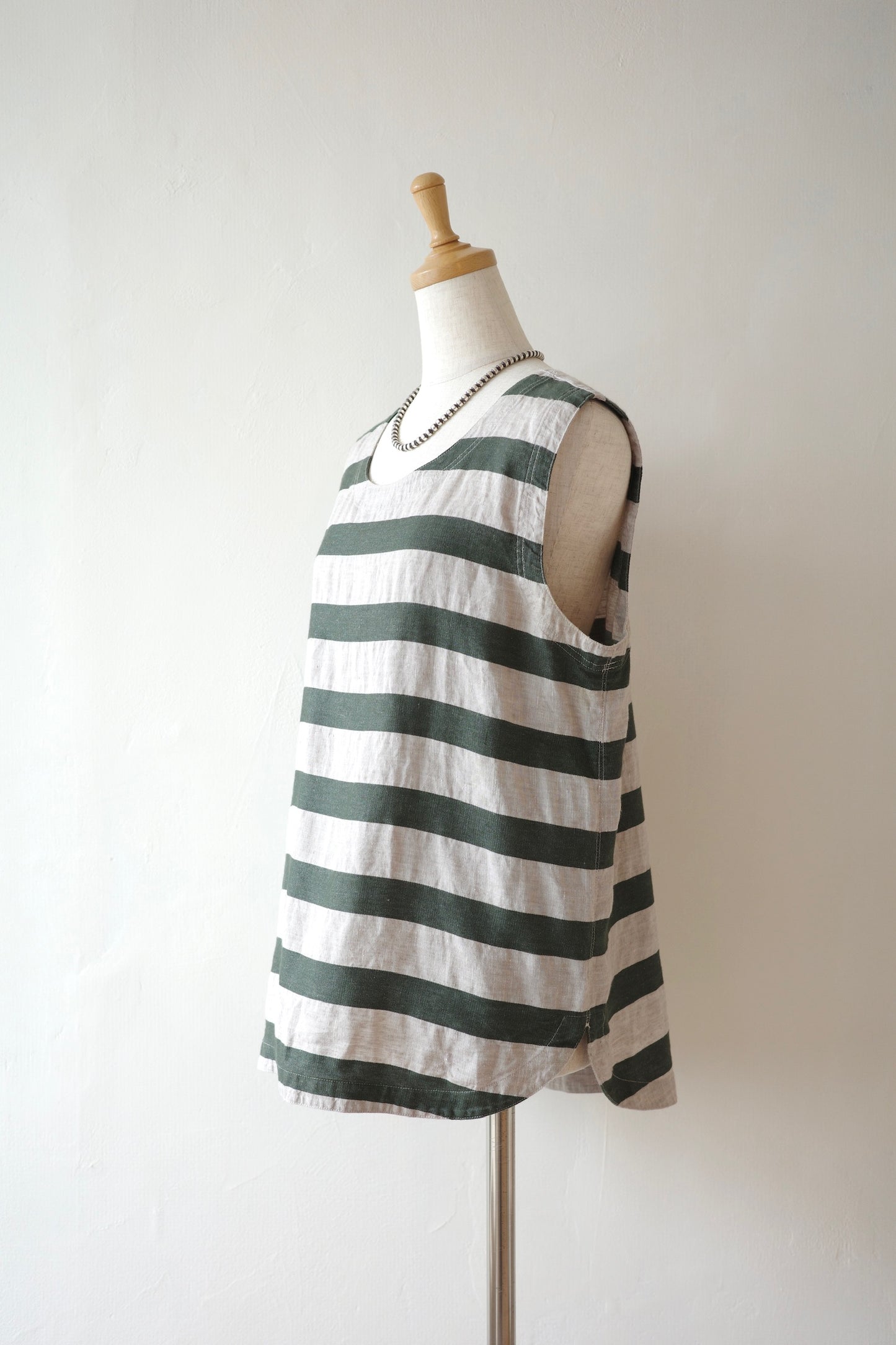 French Linen Blend Border Top