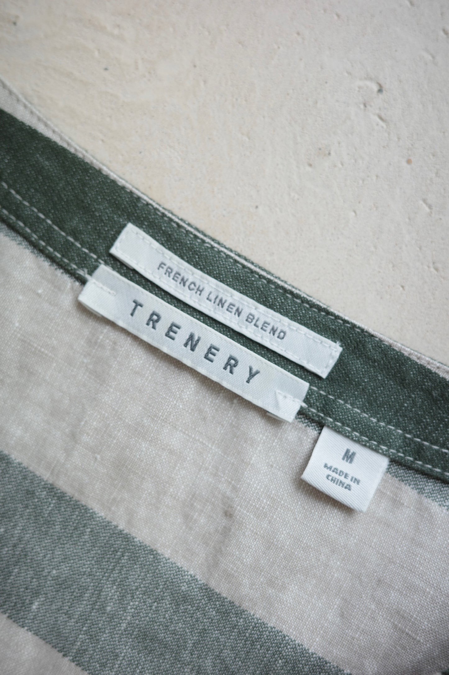 French Linen Blend Border Top