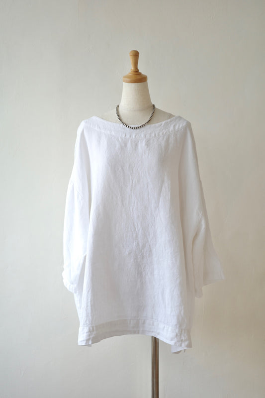 Oversized White Linen Pullover
